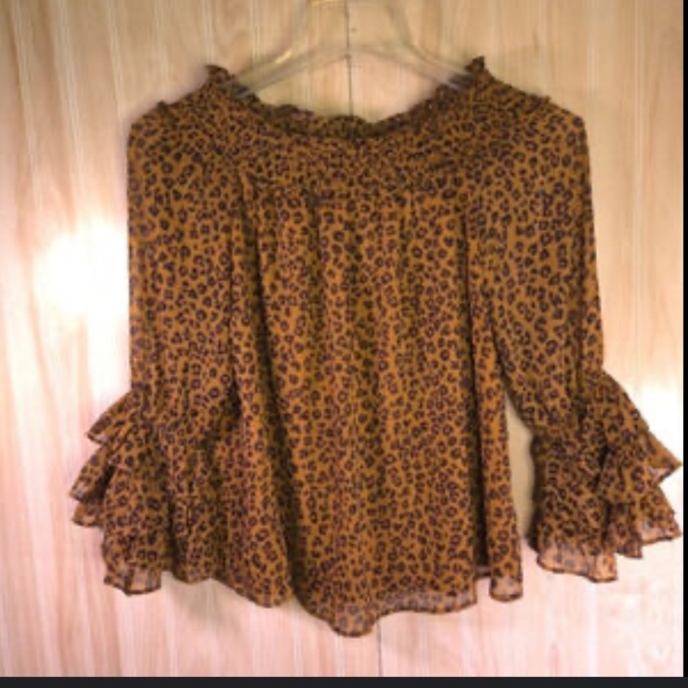 CeCe- off- the-shoulder blouse, leopard print